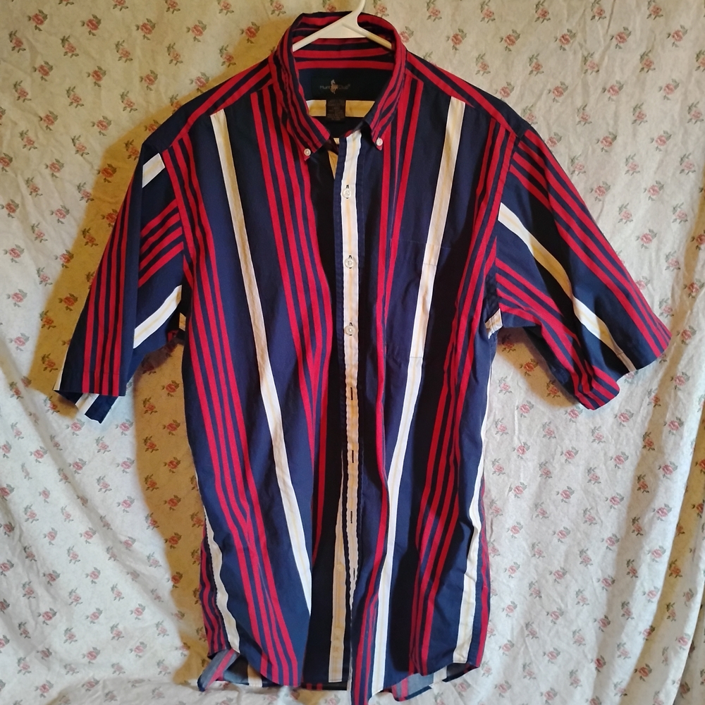 Hunt Club Red and Blue Casual Button Down Shirt